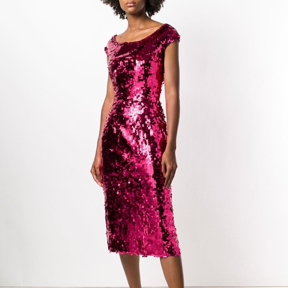 Dolce & Gabbana Fuchsia Sequin Off the Shoulder Dress NWOT MSRP $3495 IT38/US2